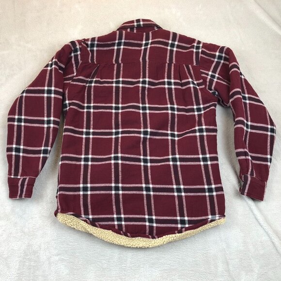 Wrangler Mens Shirt Jacket Small Flannel Red Plaid Sherpa Lined Warm Cozy Winter - Picture 12 of 12